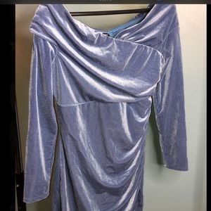 Baby blue velvet cocktail dress